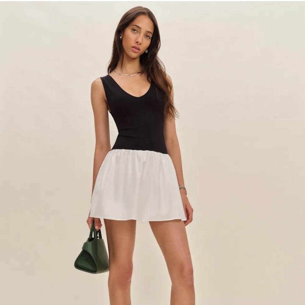 Reformation Alyssa Knit Dress in Black/White
